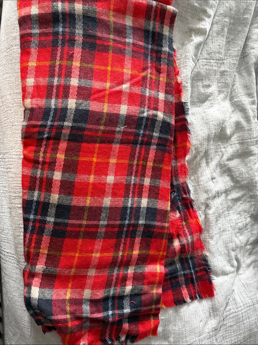 Red Plaid Blanket Scarf  - Cozy Plaid Design